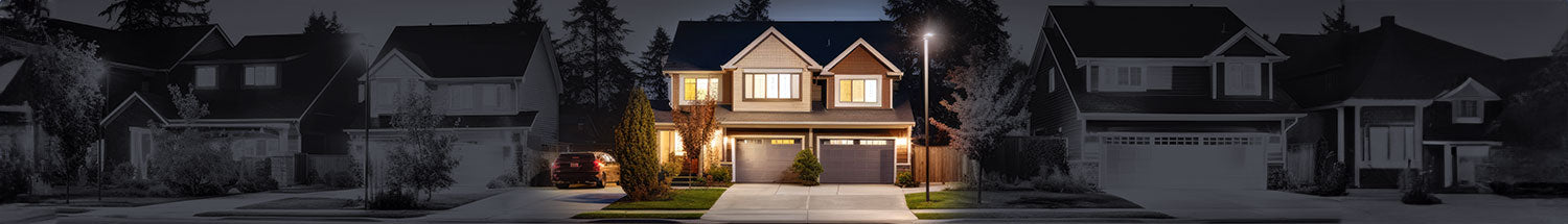 House Lit up on street during a power outage using a solar generator.