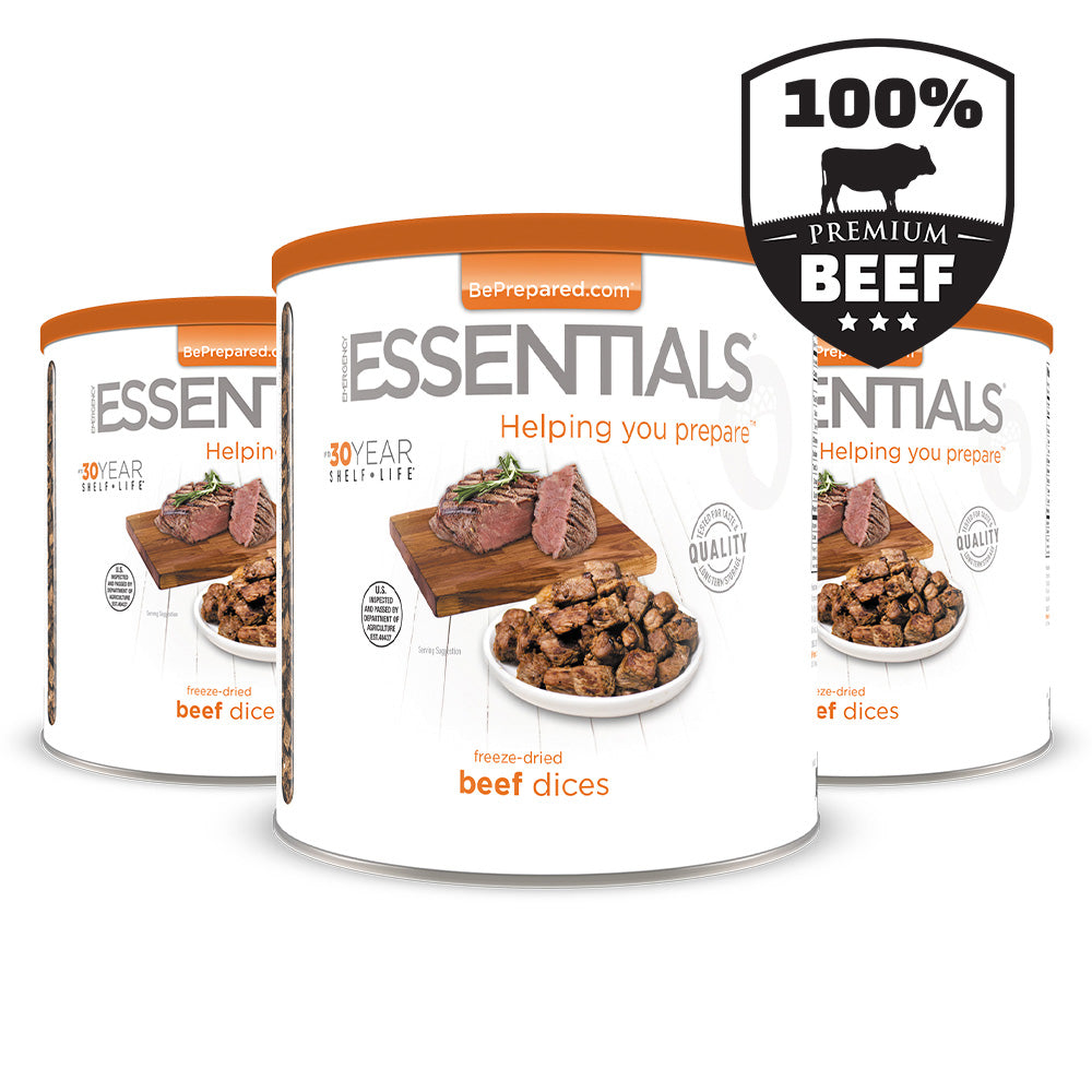 Emergency Essentials® Freeze-Dried Beef Dices Large #10 Can 3-Pack