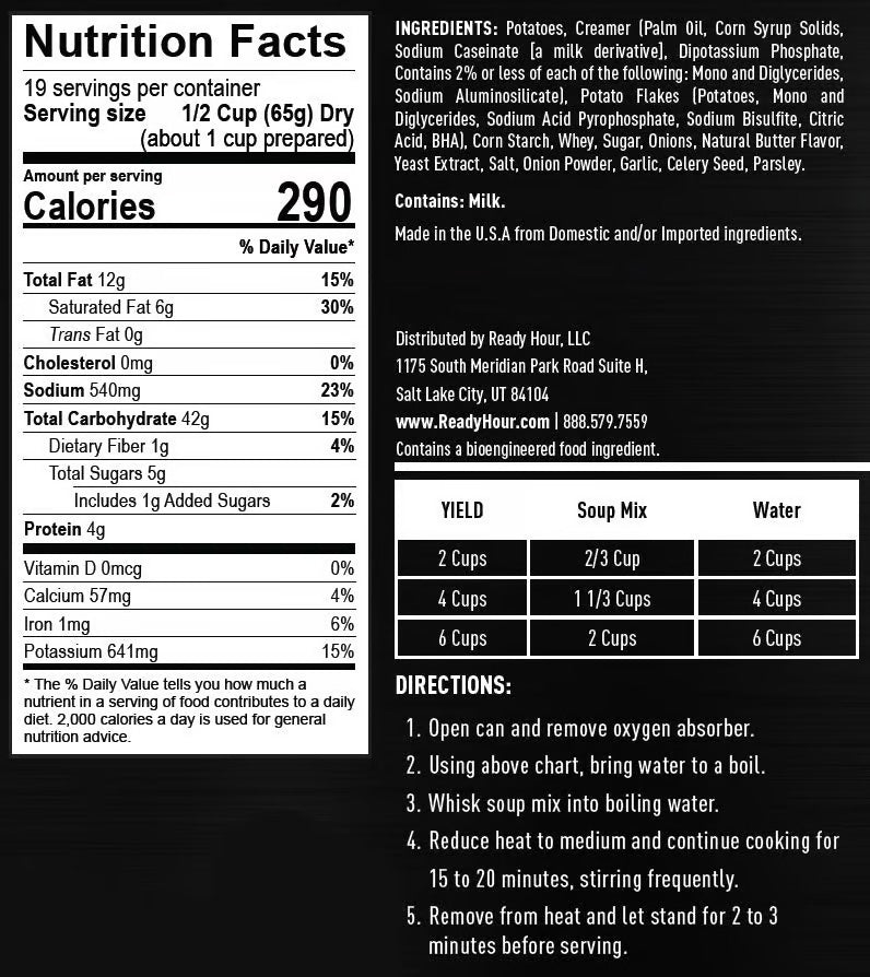 NEW - Ready Hour Homestyle Potato Soup #10 Can (19 servings)