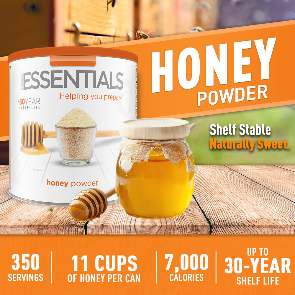 Honey powder with jar of honey