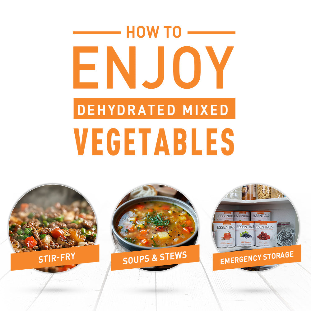 Instructions on how to enjoy dehydrated mixed vegetables