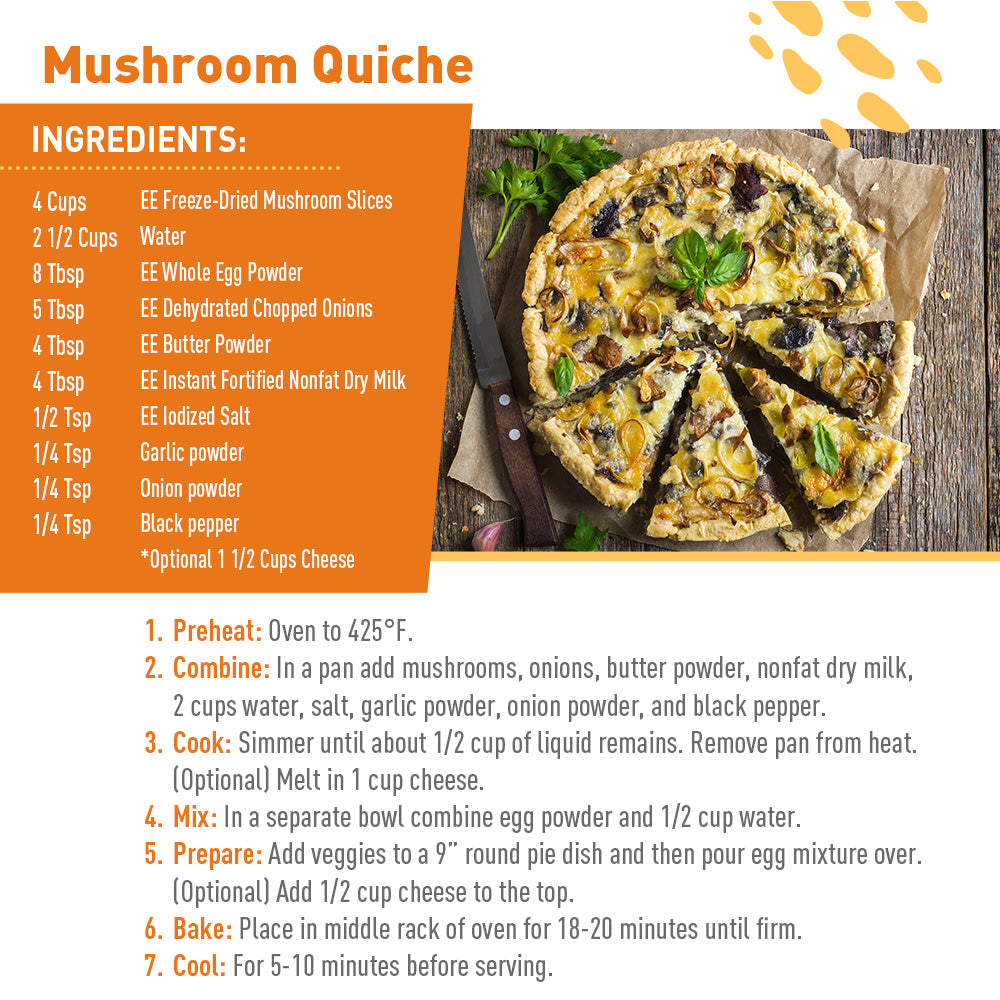 Mushroom quiche with recipe details