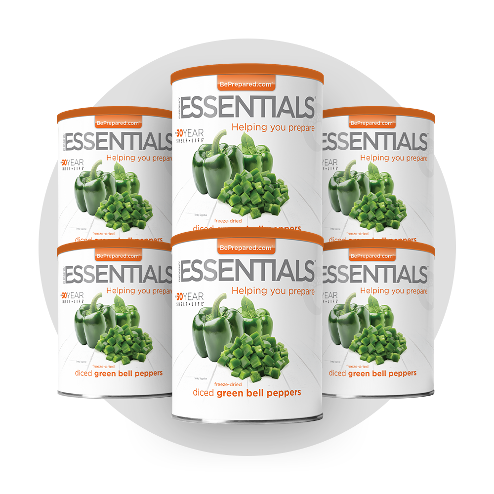 6 Pack of Freeze-Dried Green Bell Peppers