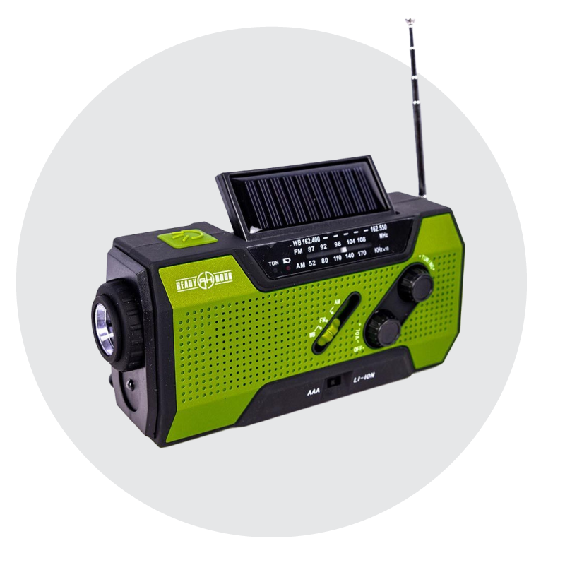 Solar Flashlight & AM/FM/Weather Radio w/ Hand Crank