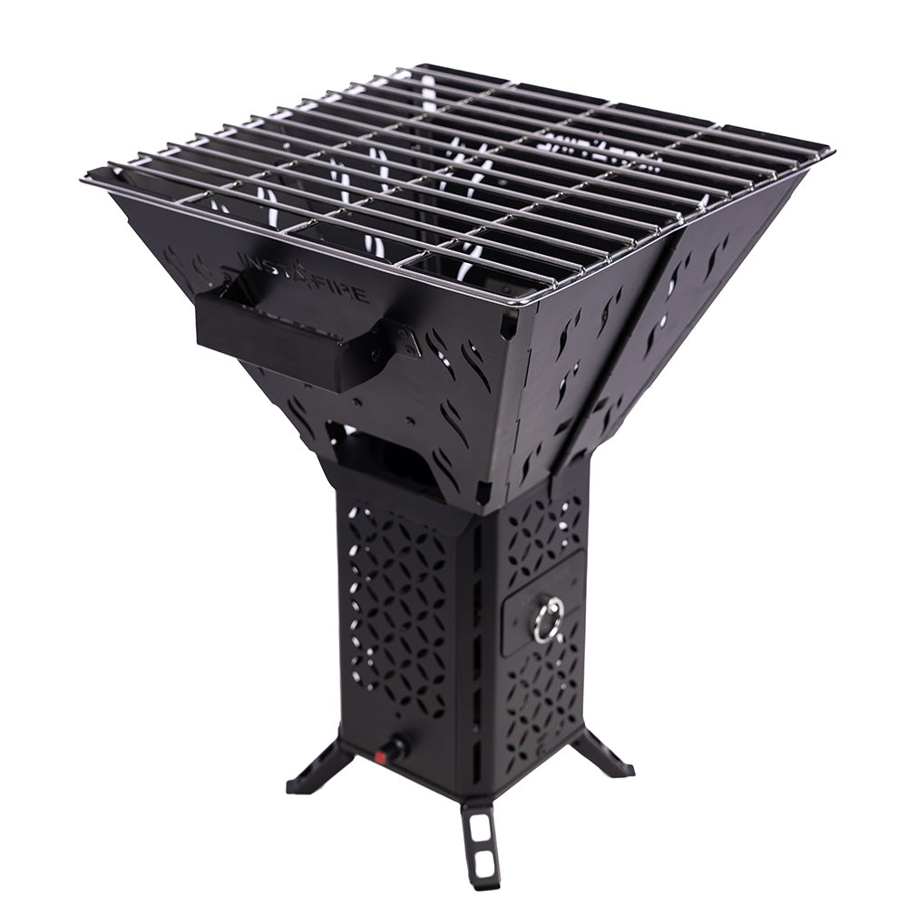 InstaFire Inferno Pro with Chimney Grill attached on a white background