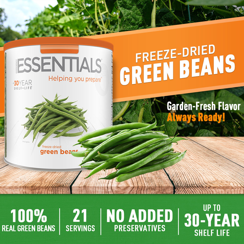 Can of freeze-dried green beans