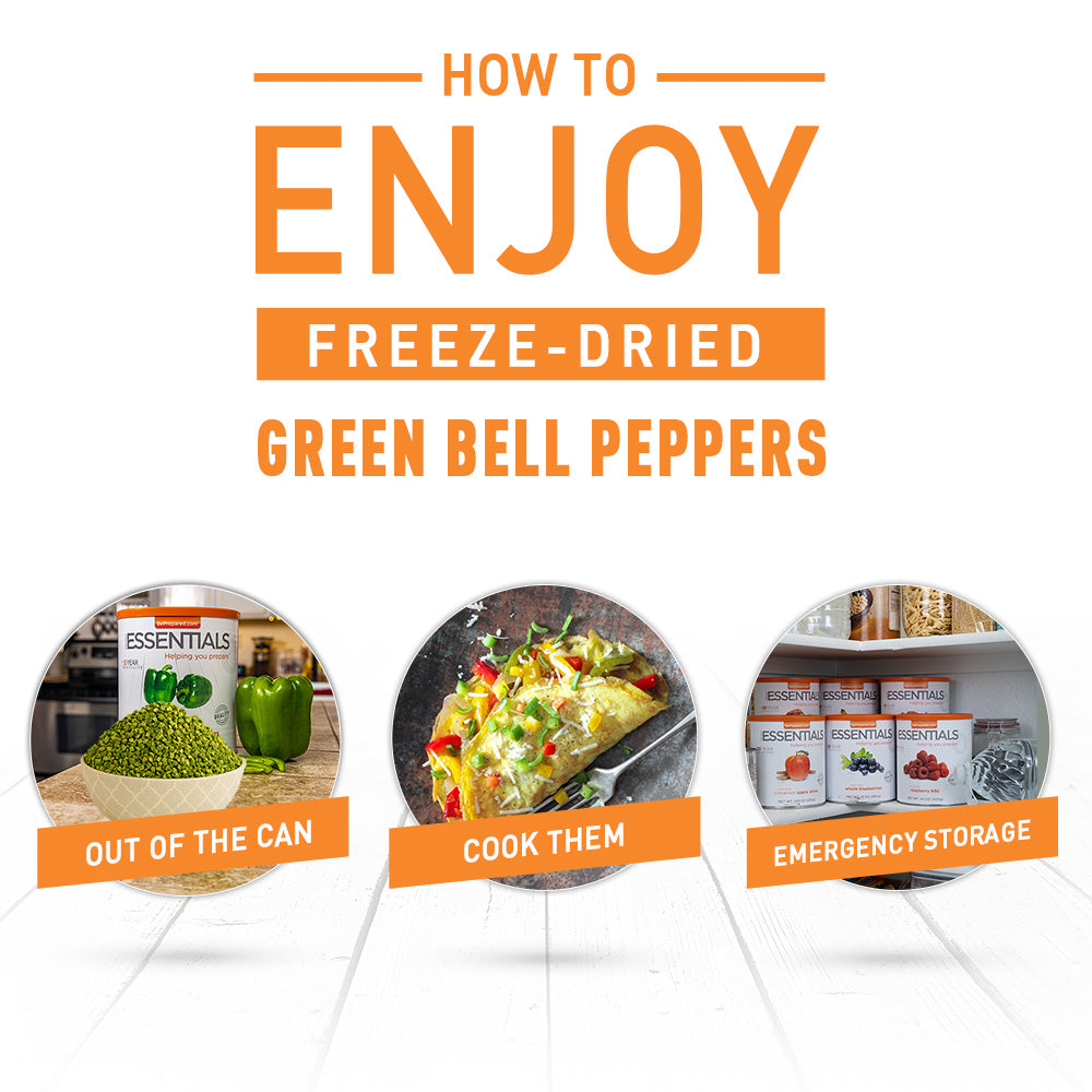 Instructions on how to enjoy freeze-dried green bell peppers