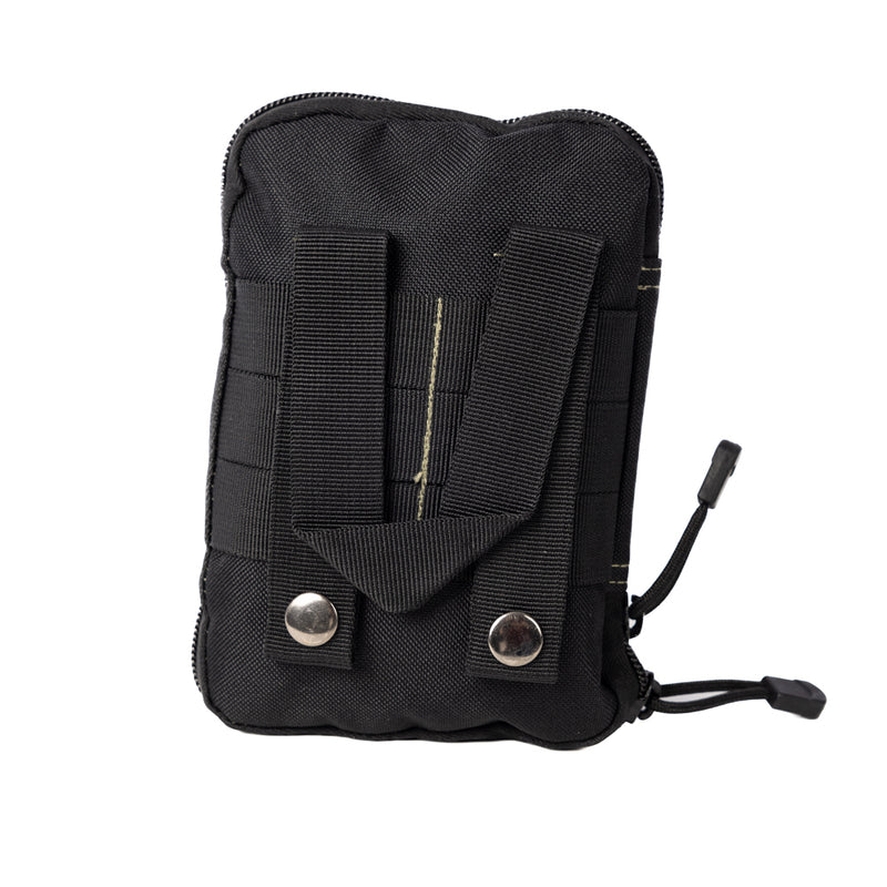 Rear view of the InstaFire Tactical Fire Starting Kit's carrying pouch with attachment straps.
