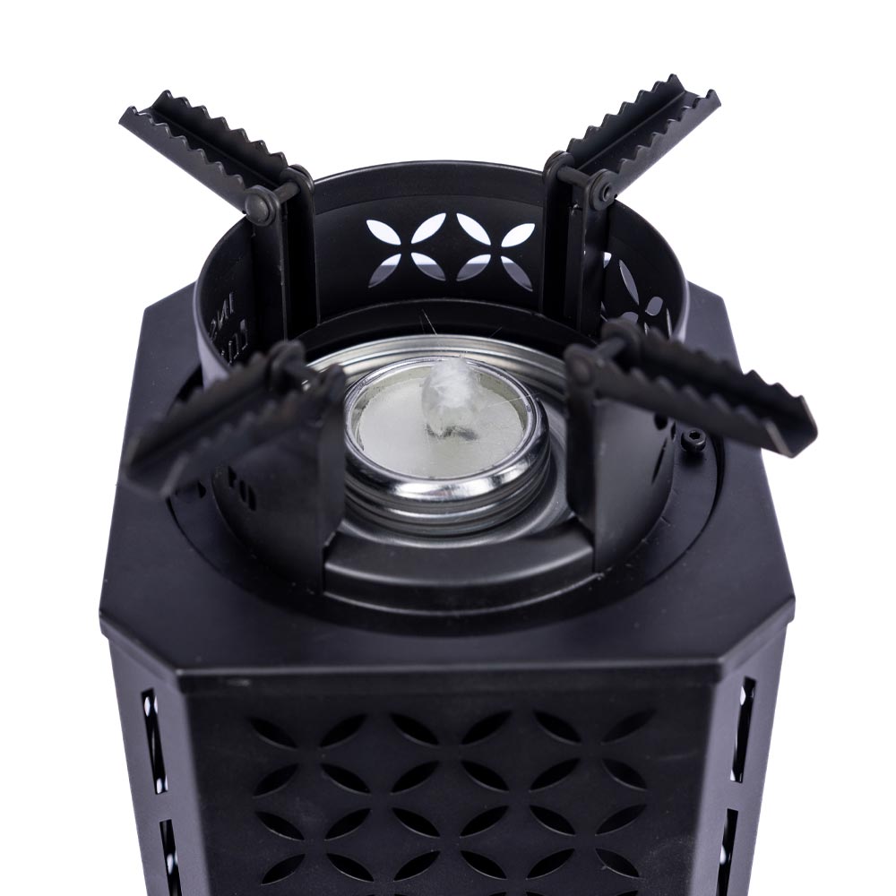 Close up of the InstaFire Inferno Outdoor Biomass Stove on a white background