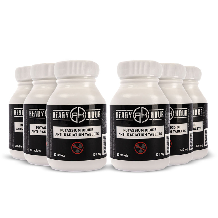 Multiple bottles of Ready Hour potassium iodide anti-radiation tablets