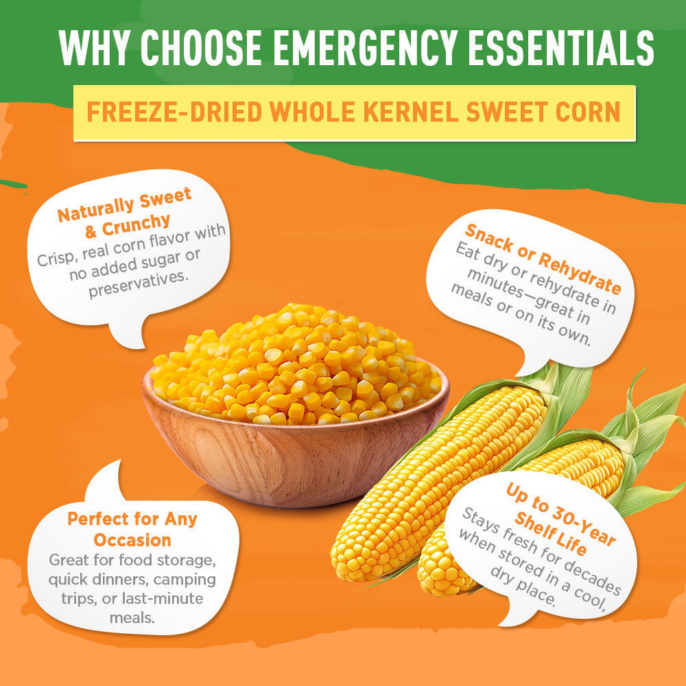 Freeze-dried whole kernel sweet corn