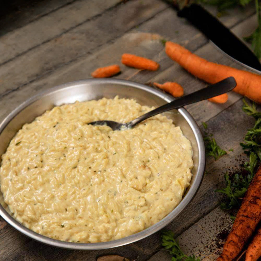 Ready Hour Creamy Chicken Flavored Rice — prepared, close-up in a skillet