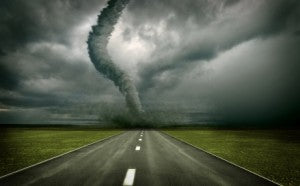 large tornado over the road (3D rendring)