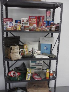 Emergency preparedness items from the 1960 fallout shelter as displayed at the Neenah Historical Society