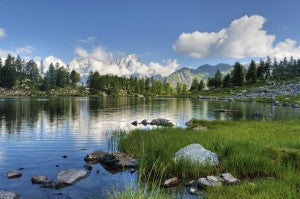 Lake with blue skies