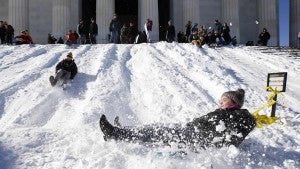 Sledding Down the Steps - ABC News