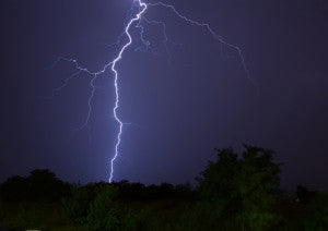 Lighning strikes severe thunderstorm