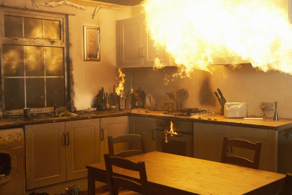 Fire consumes a kitchen