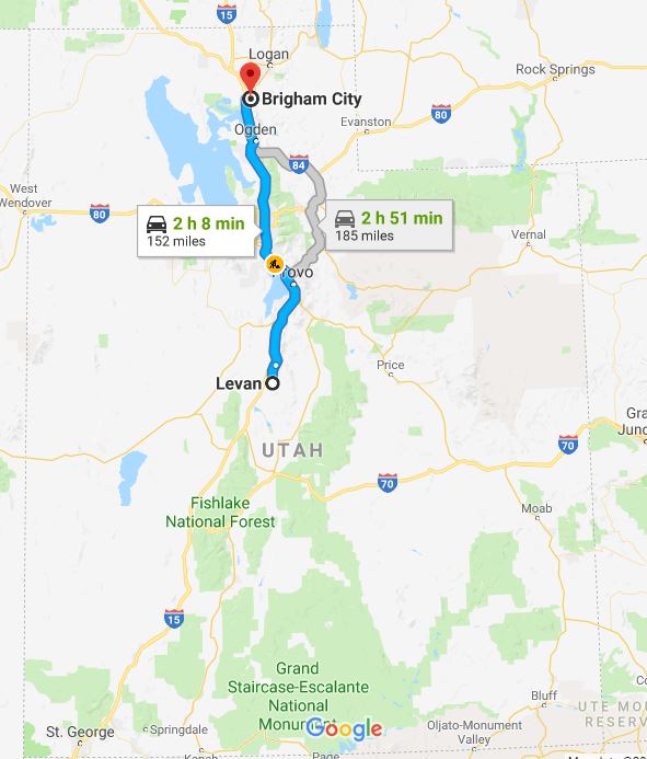 Map of Utah earthquake region