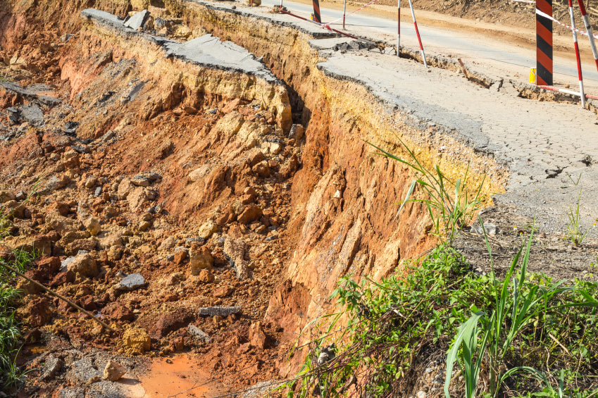 A large scarp in after an earthquake