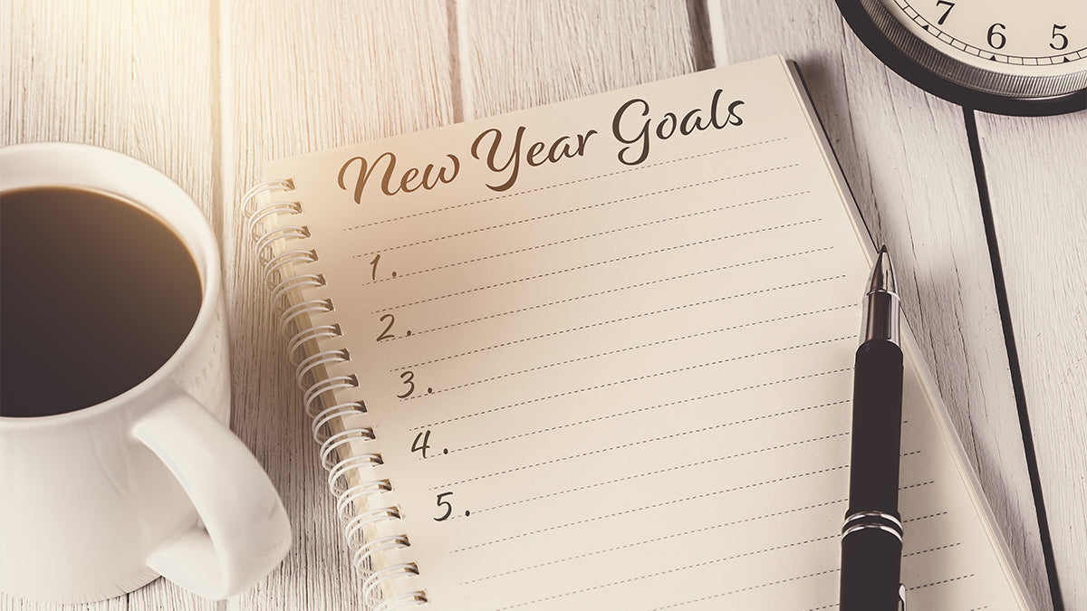 Notebook Labeled New Year Goals