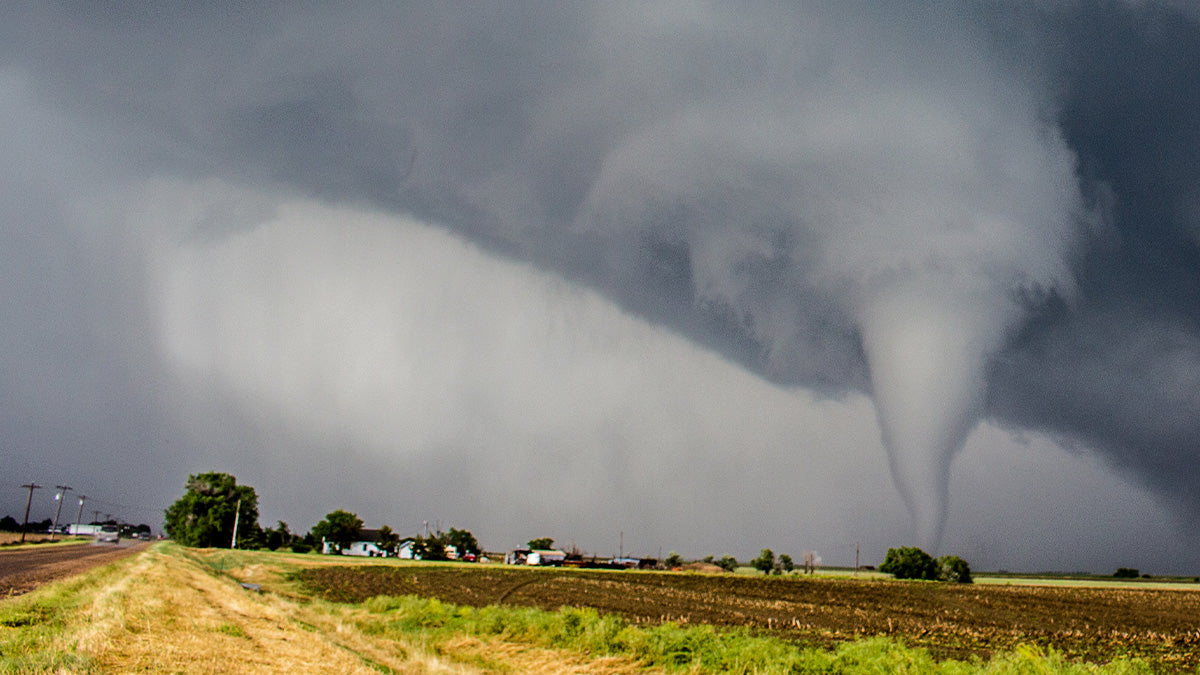 Tornado in a farm field