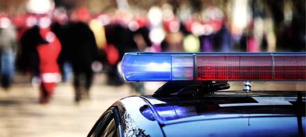 Police Car and Crowd