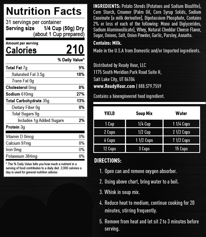 NEW - Ready Hour Potato Cheddar Soup #10 Can (31 servings)