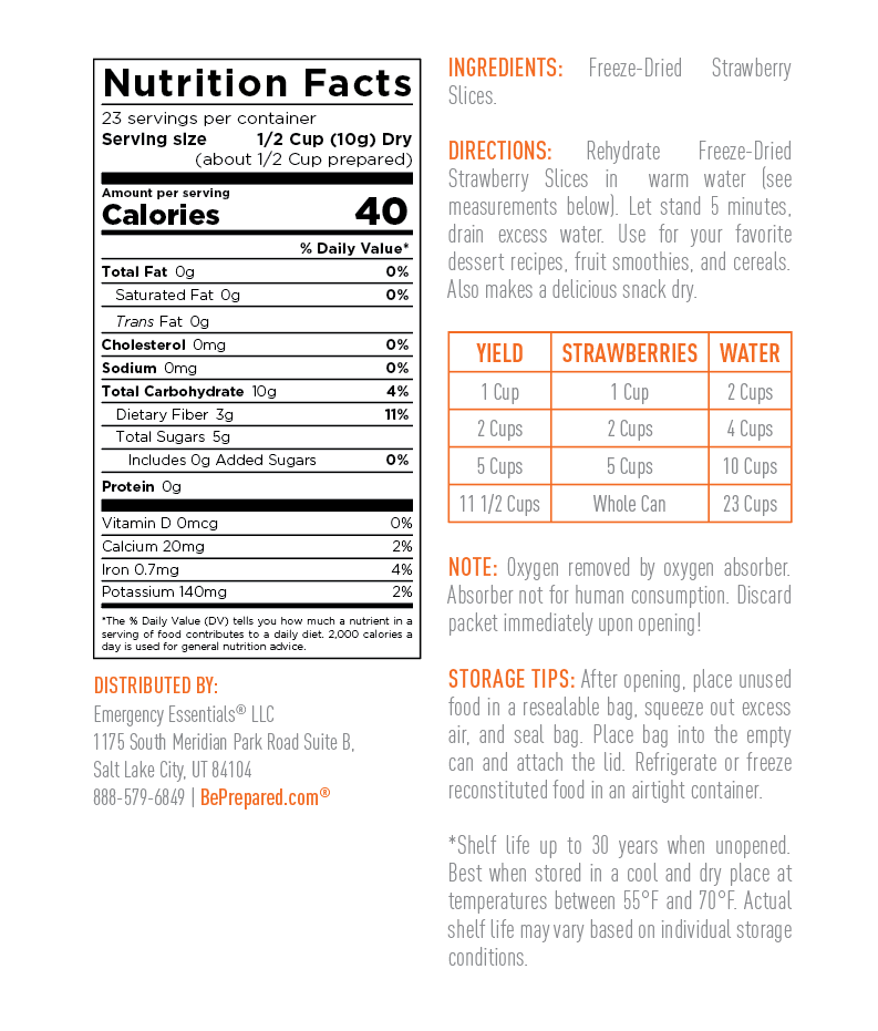 Emergency Essentials® Freeze-Dried Strawberry Slices Large #10 Can