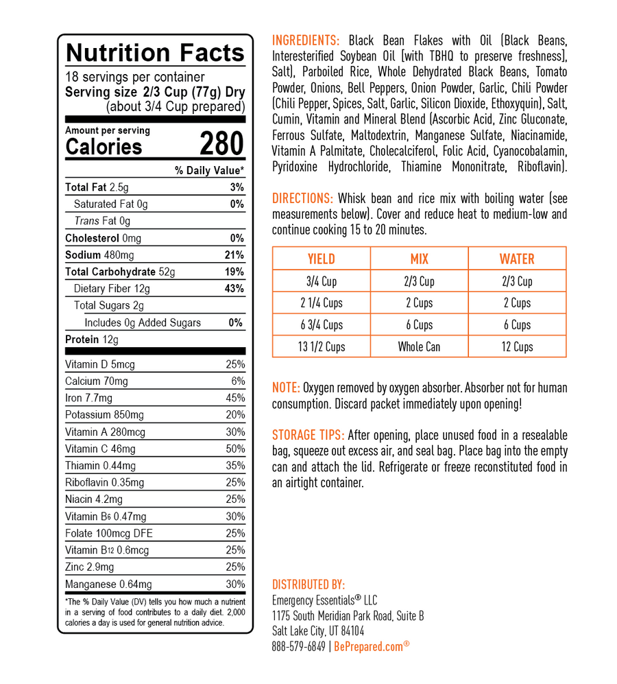 Emergency Essentials® Santa Fe Black Beans & Rice