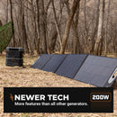 A single Grid Doctor 200W Monocrystalline Solar Panel unfolded and spread out on grass, with its high-conversion cells absorbing sunlight, showcasing its rugged and portable design suitable for outdoor energy generation. (7340716949644)