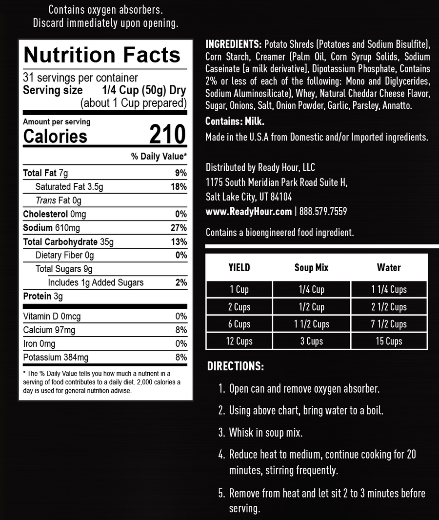 NEW - Ready Hour Potato Cheddar Soup #10 Can (31 servings)