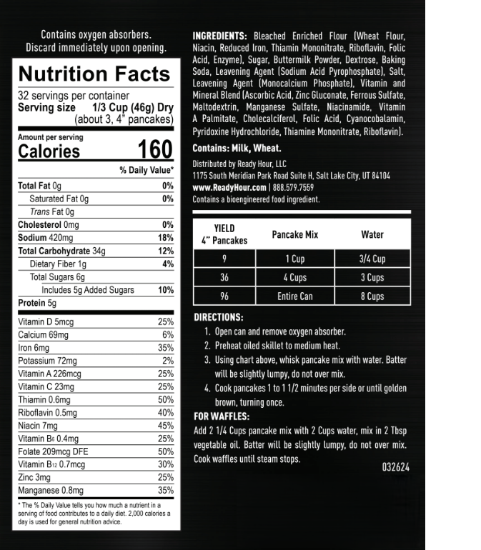 Ready Hour Buttermilk Pancake Mix #10 Can