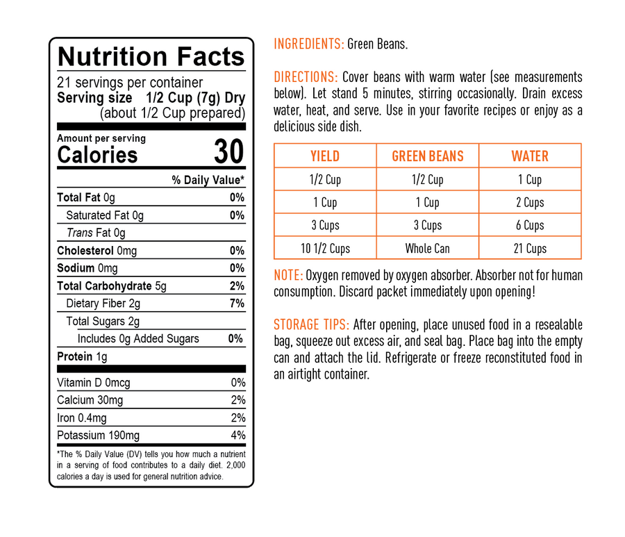 Emergency Essentials® Freeze-Dried Green Beans Large #10 Can
