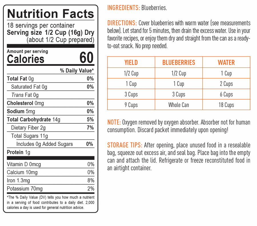 Emergency Essentials® Freeze-Dried Whole Blueberries Large #10 Can