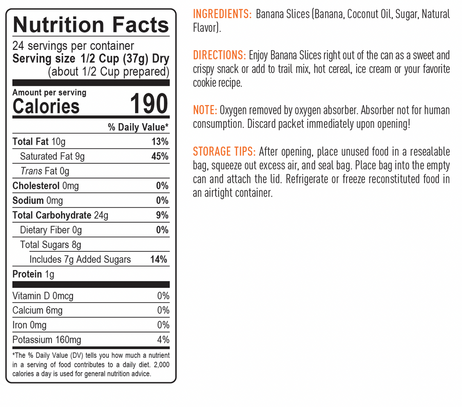 Emergency Essentials® Dehydrated Banana Slices Large #10 Can
