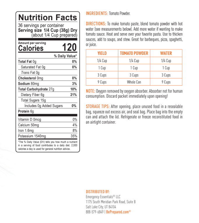 Emergency Essentials® Tomato Powder Large #10 Can