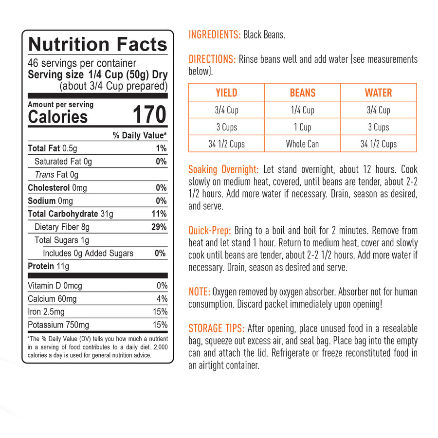Emergency Essentials® Black Beans Large #10 Can