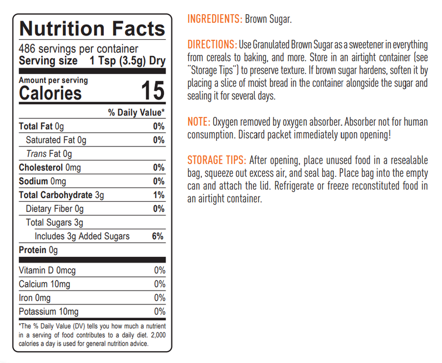 Emergency Essentials® Light Brown Sugar (3.75 LBS) Large #10 Can