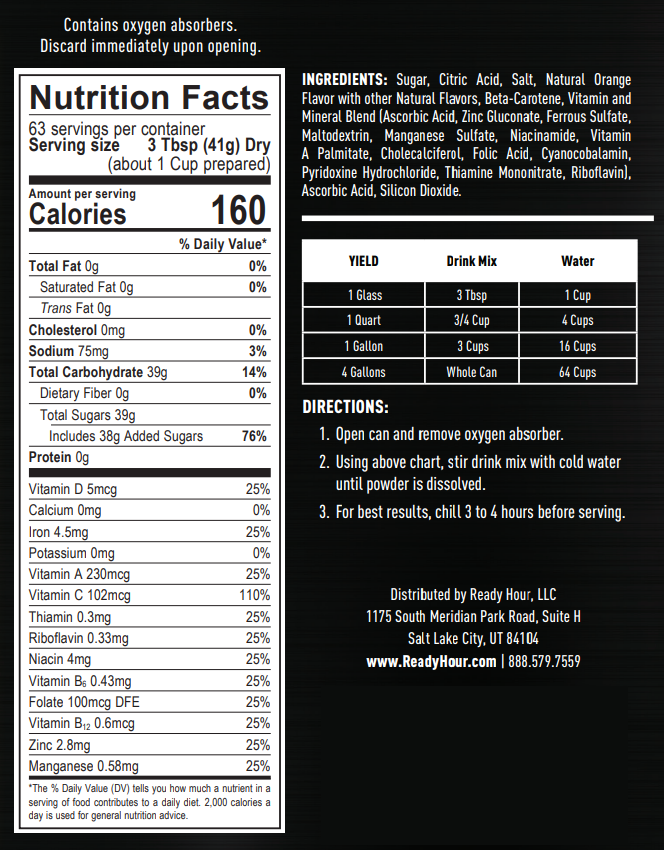 Natural Orange Flavored Drink Mix #10 Can (63 servings)