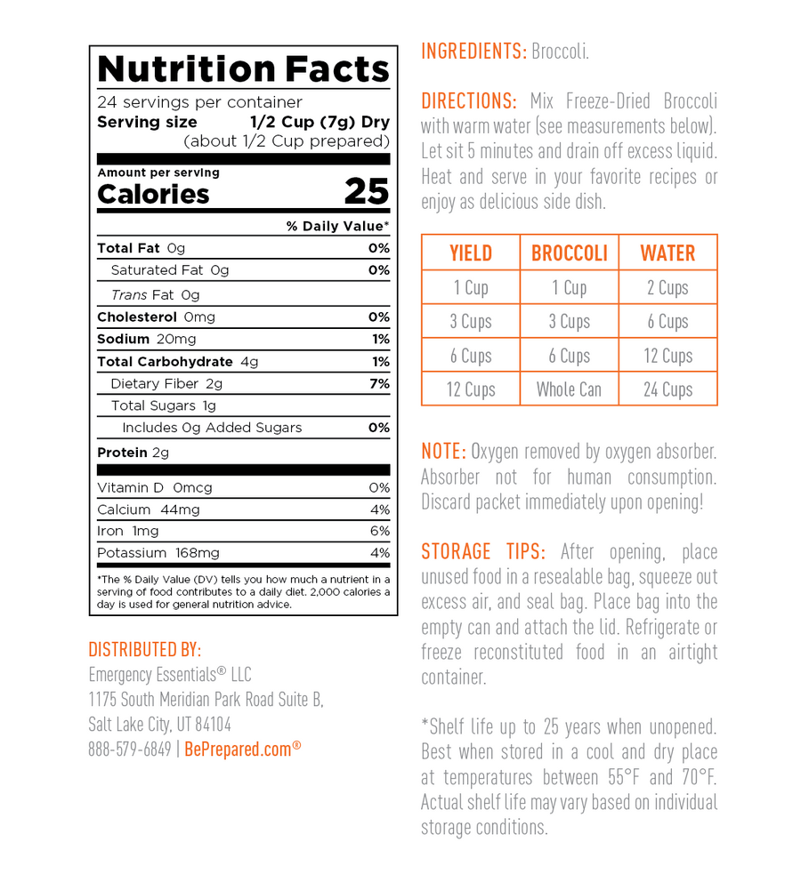 Emergency Essentials® Freeze-Dried Broccoli Large #10 Can