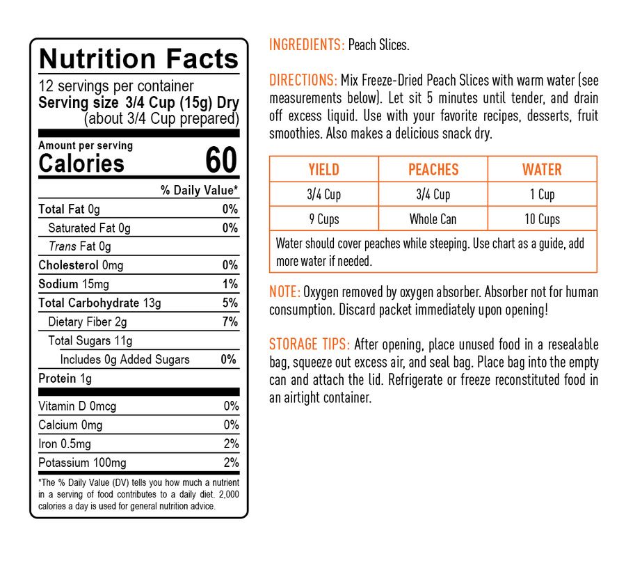 Emergency Essentials® Freeze-Dried Peach Slices Large Can