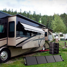 Grid Doctor solar generator powering an RV campsite and outdoor setup