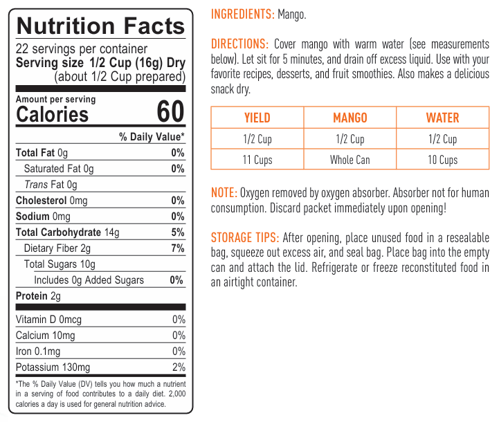 NEW Freeze-Dried Mango Dices