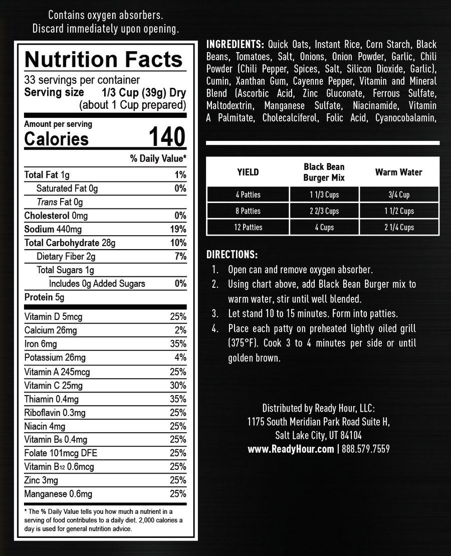 Black Bean Burger #10 Can