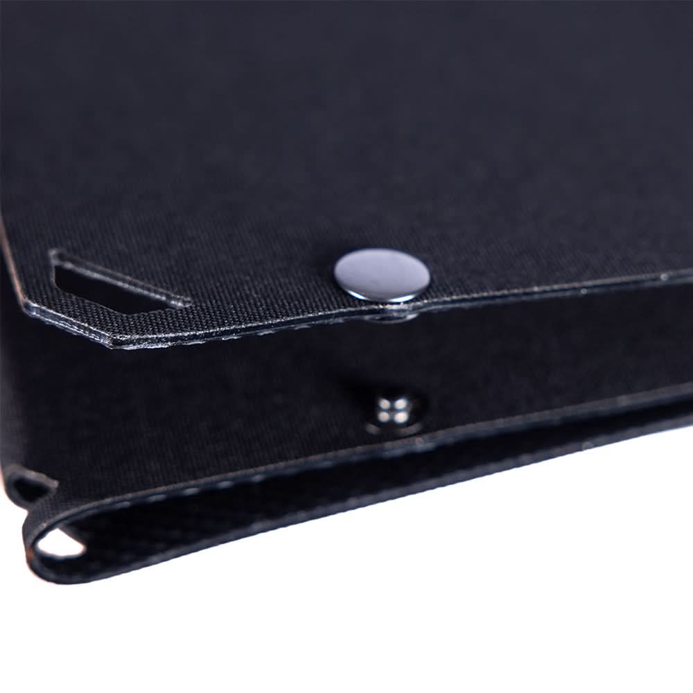 Close-up of Grid Doctor 15W Solar Panel corner attachment and fastener