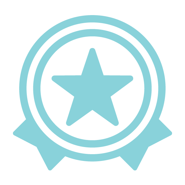 Light blue star icon with a circular border on a white background