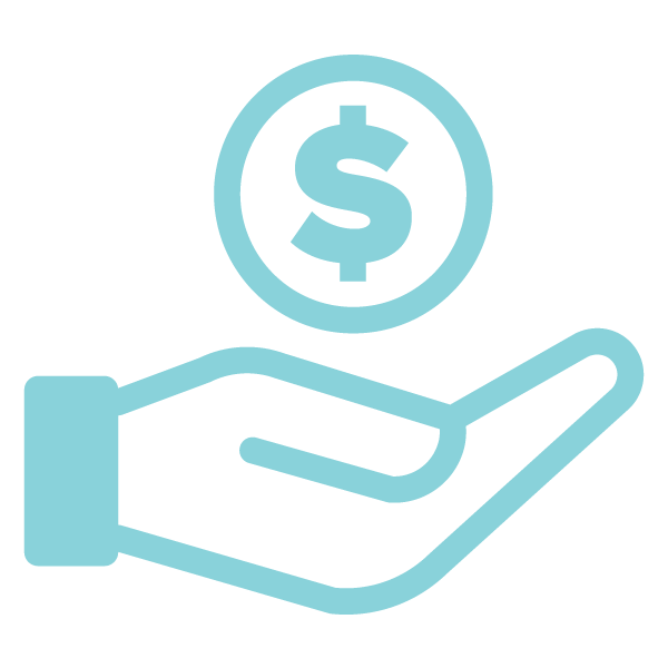 Icon of a hand holding a dollar sign symbol