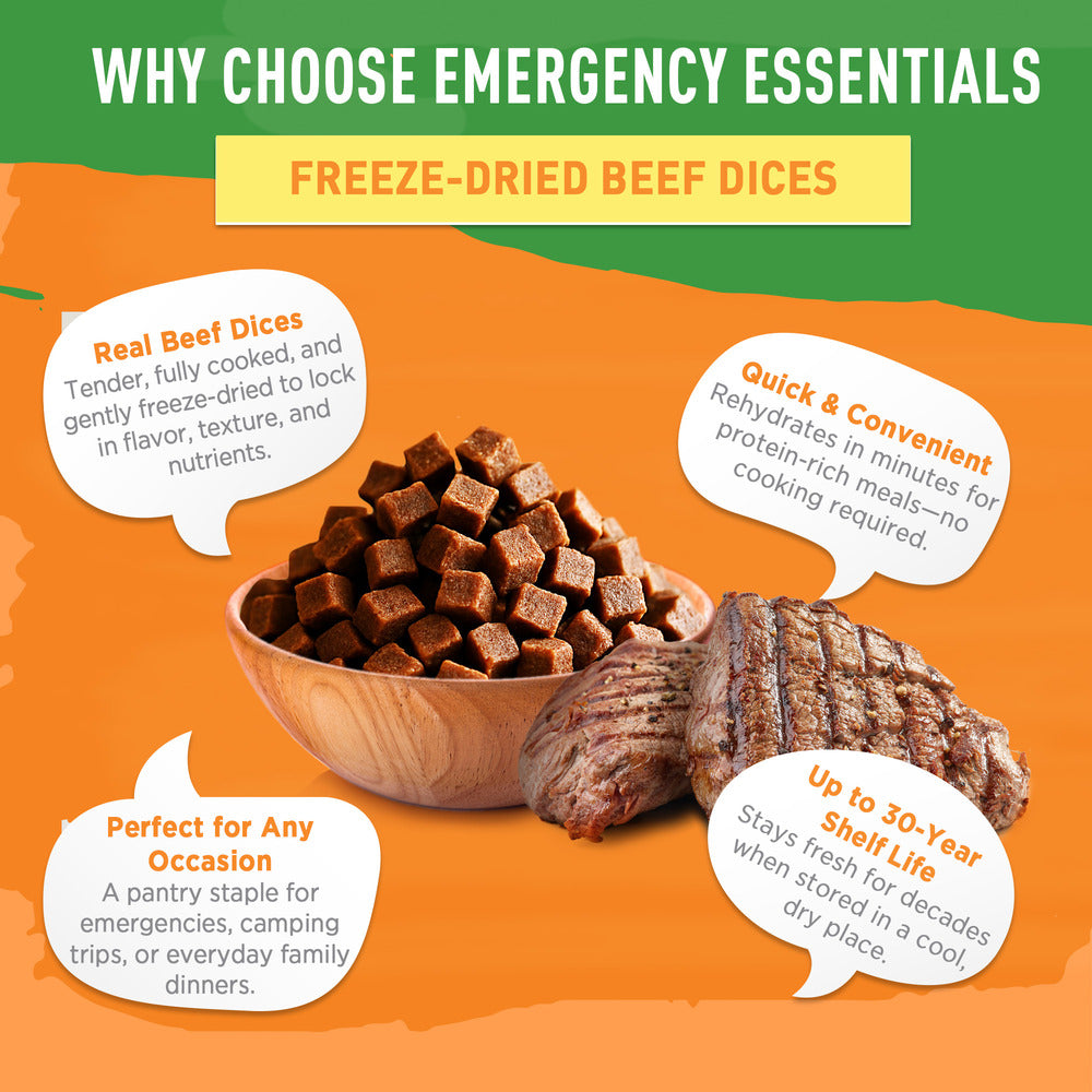 Emergency Essentials® Freeze-Dried Beef Dices Large #10 Can (Cooked)