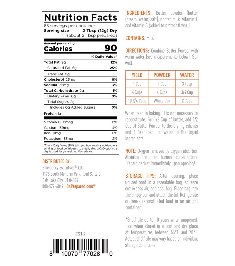 Emergency Essentials® Butter Powder Large #10 Can